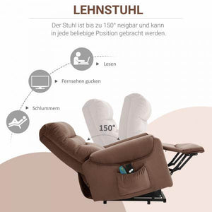 Fernsehsessel mit Aufstehhilfe und Wohlfühl-Massage Hellbraun