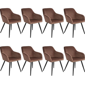 8er Set Stuhl Marilyn Samtoptik, braun/schwarz