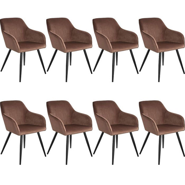 8er Set Stuhl Marilyn Samtoptik, braun/schwarz