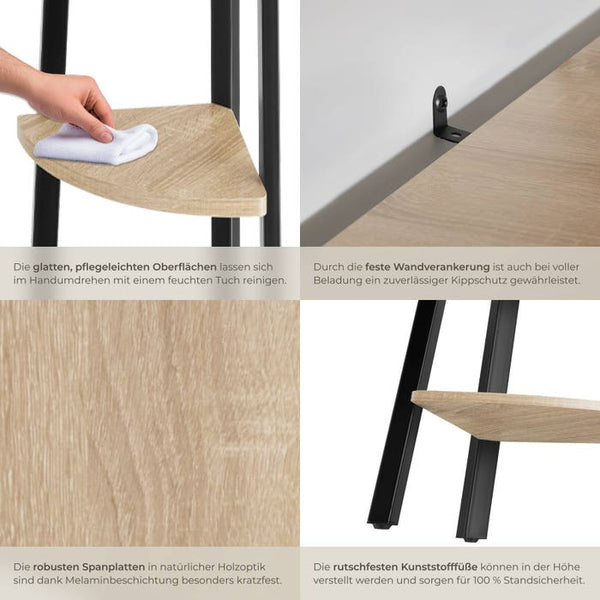 Eckregal Portland Industrial Holz hell, Eiche Sonoma