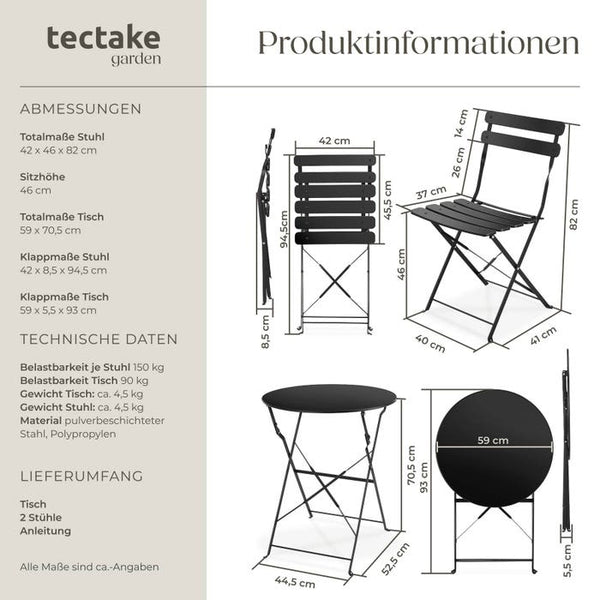 Bistrotisch Set Frieda schwarz