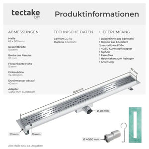 Duschrinne Edelstahl 80 cm