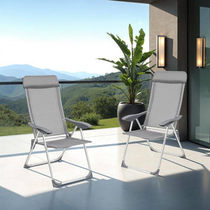 4 Aluminium Gartenstühle mit Kopfteil