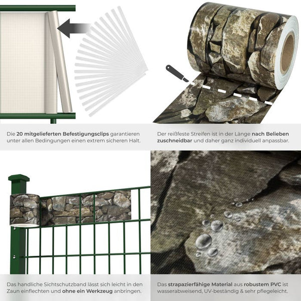 PVC Sichtschutzfolie, stein-optik, 35m