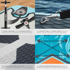 Stand-Up Paddle Board 2in1 Palagios türkis/orange 320 cm ohne Kamerahalterung