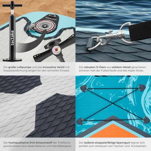 Stand-Up Paddle Board 2in1 Palagios türkis/orange 320 cm ohne Kamerahalterung