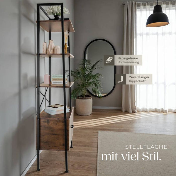 Leiterregal Brentwood Industrial Holz dunkel, rustikal