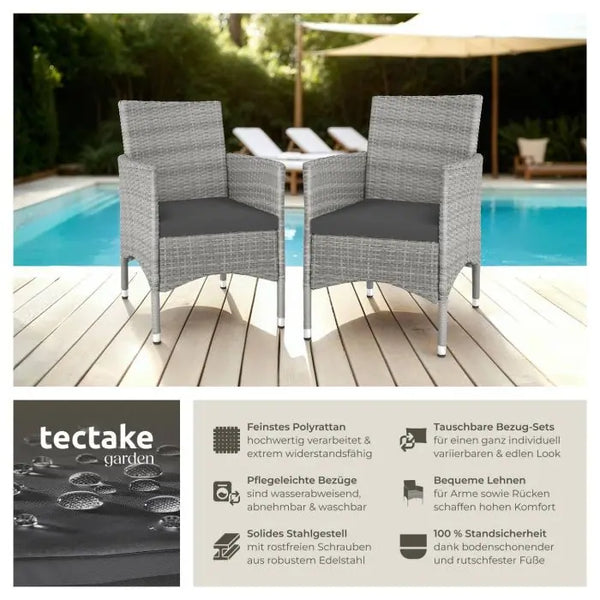 2er Set Rattanstuhl Nantes hellgrau/creme