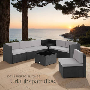 Rattan Lounge Verona schwarz