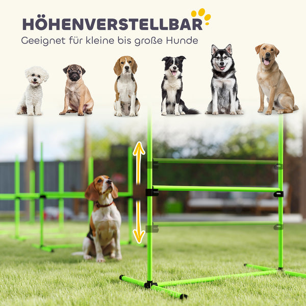 Agility Set für Hunde höhenverstellbar mit 4 Hürden und Tragetasche
