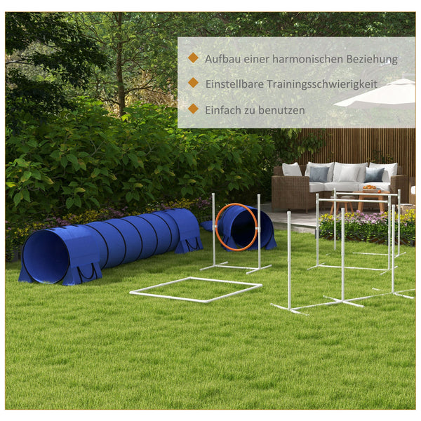 Agility-Set 7-teilig höhenverstellbar Hundetraining Blau