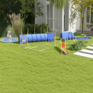 Agility-Set 7-teilig höhenverstellbar Hundetraining Blau