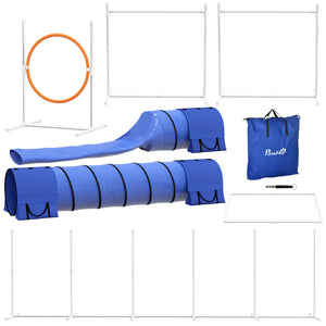 Agility-Set 7-teilig höhenverstellbar Hundetraining Blau