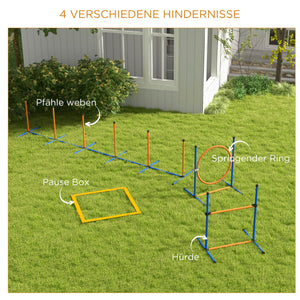 Agility-Set 4-teilig höhenverstellbar Hundetraining Orange