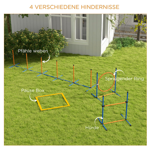 Agility-Set 4-teilig höhenverstellbar Hundetraining Orange