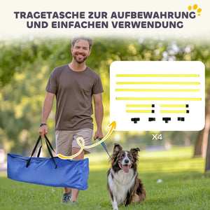 Agility Set für Hunde mit Hürden Slalomstangen und Tragetasche