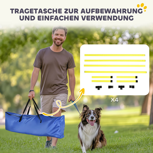 Agility Set für Hunde mit Hürden Slalomstangen und Tragetasche