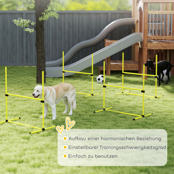 Agility Set für Hunde mit Hürden Slalomstangen und Tragetasche