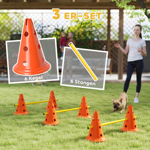 Agility Set Hund 3-teilig mit Hürden Kegeln und Tragetasche