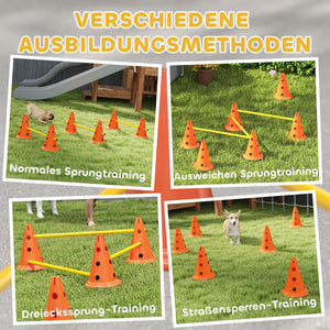 Agility Set Hund 3-teilig mit Hürden Kegeln und Tragetasche