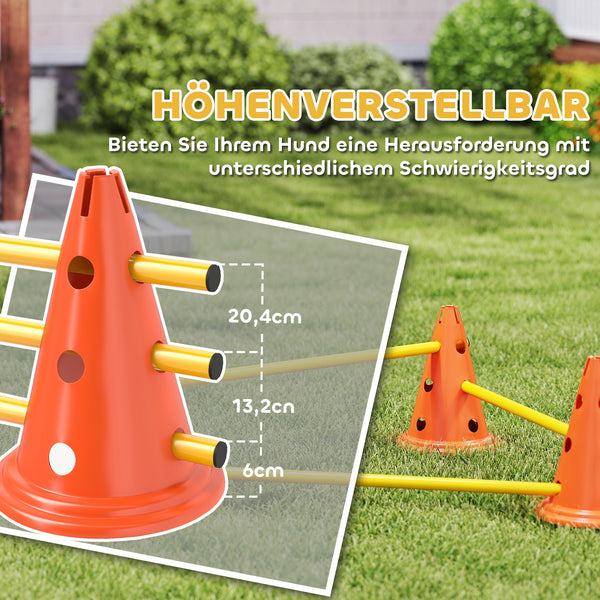 Agility Set Hund 3-teilig mit Hürden Kegeln und Tragetasche