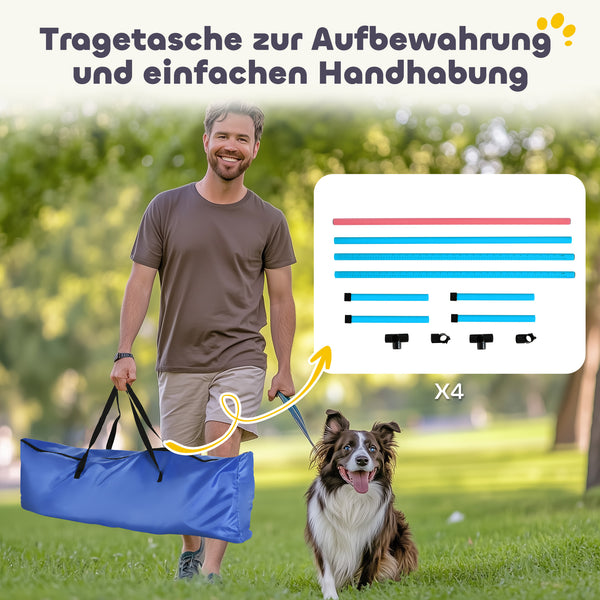 Agility Set für Hunde mit 4 höhenverstellbaren Hürden und Tragetasche