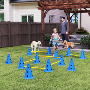 Agility Set für Hunde 6-teilig mit Hundetraining Hürden Kegel