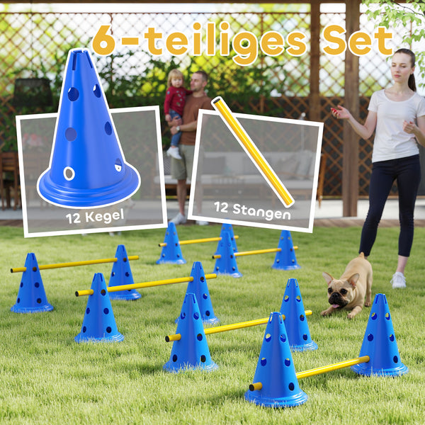 Agility Set für Hunde 6-teilig mit Hundetraining Hürden Kegel