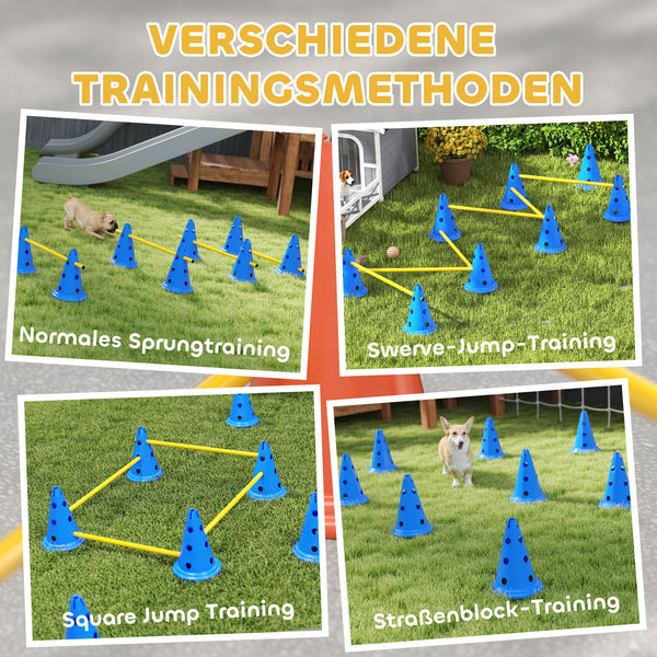 Agility Set für Hunde 6-teilig mit Hundetraining Hürden Kegel