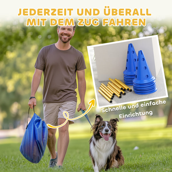 Agility Set für Hunde 6-teilig mit Hundetraining Hürden Kegel