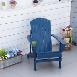 Adirondack-Gartenstuhl mit Becherhalter Gartenliege Balkonstuhl Massivholz Blau