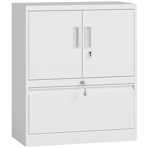 Aktenschrank abschliessbar mit verstellbaren Regalen aus Stahl weiss