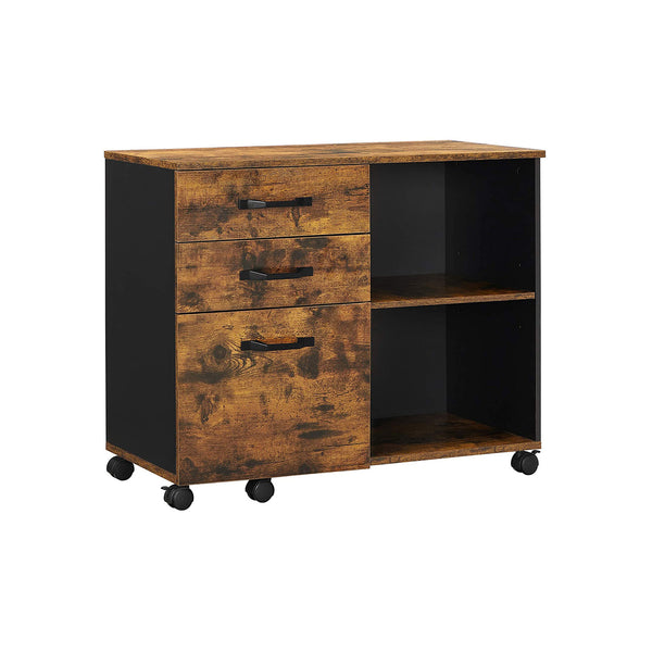 Aktenschrank Büroschrank Industriestil Rollen 3 Schubladen 80x66x40cm