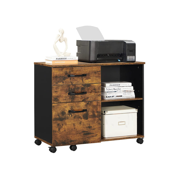Aktenschrank Büroschrank Industriestil Rollen 3 Schubladen 80x66x40cm
