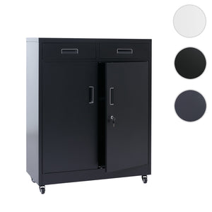 Abschliessbarer Aktenschrank aus Metall mit Rollen, schwarz