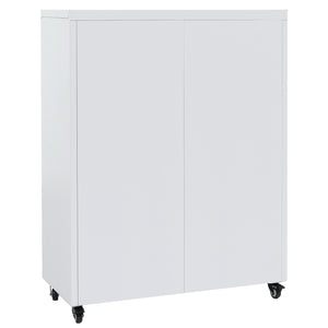 Abschliessbarer Aktenschrank Metall mit Rollen und Schubladen, Weiss