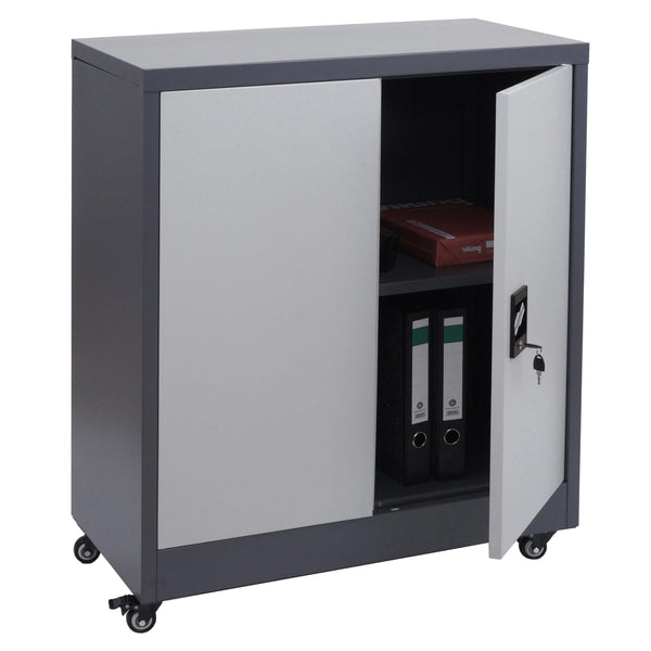 Abschliessbarer Aktenschrank aus Stahl mit Rollen, 98x80x40 cm