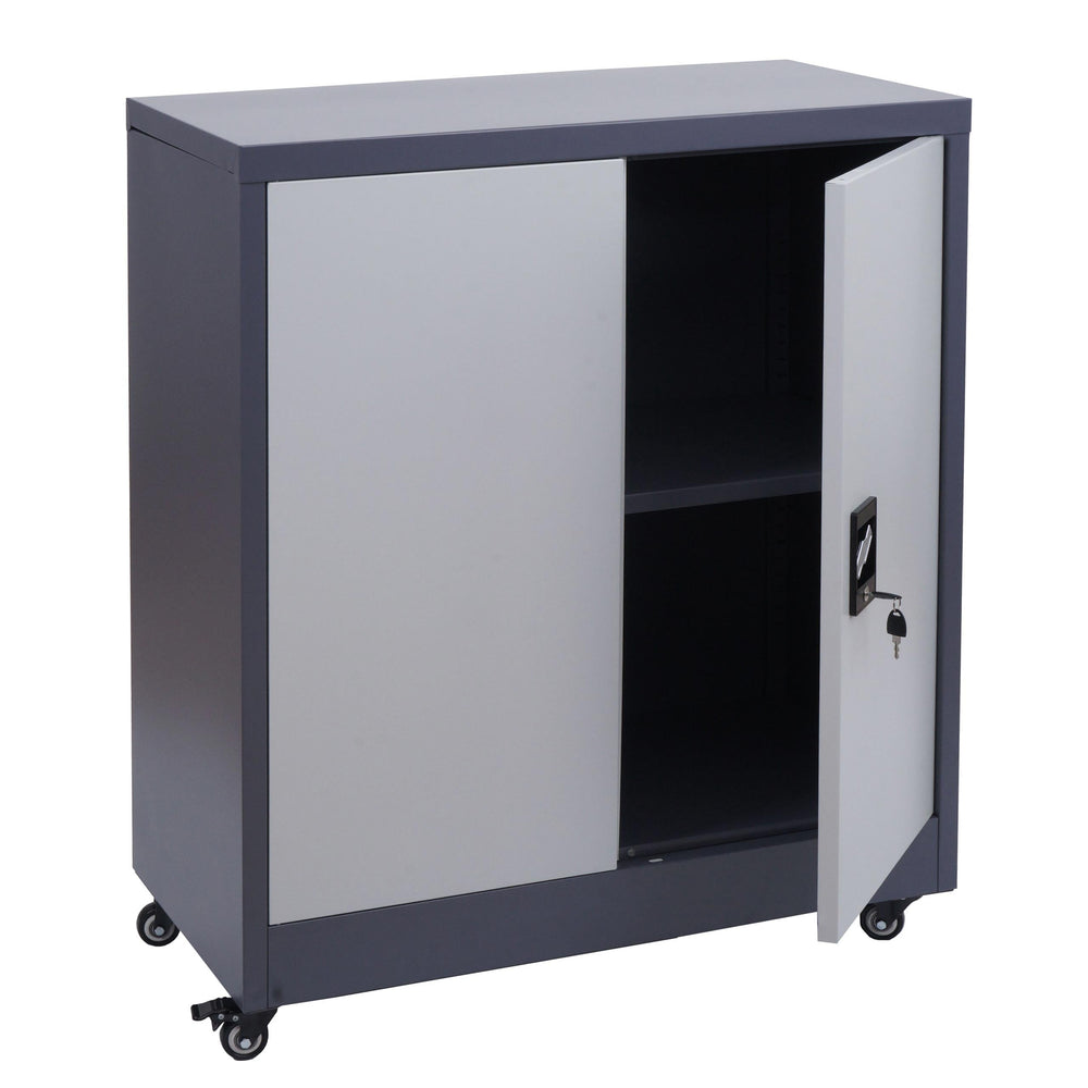 Abschliessbarer Aktenschrank aus Stahl mit Rollen, 98x80x40 cm