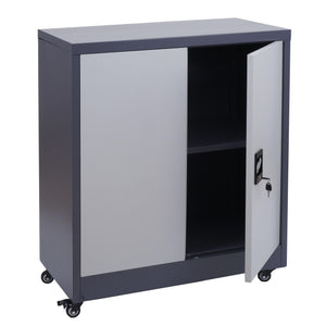 Abschliessbarer Aktenschrank aus Stahl mit Rollen, 98x80x40 cm
