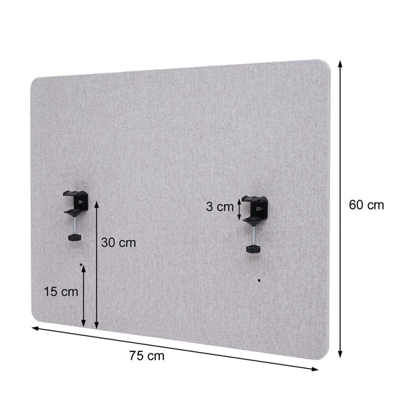 Akustik Tischtrennwand grau 60x75cm Büro Sichtschutz Pinnwand