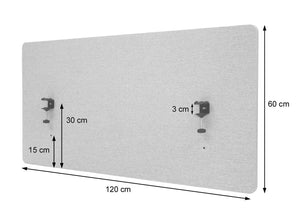 Akustik Tischtrennwand Stoff 60x120cm braun-grau Sichtschutz Büro