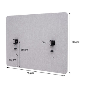 Akustik Tischtrennwand Stoff 60x75cm Braun-Grau Büro Sichtschutz