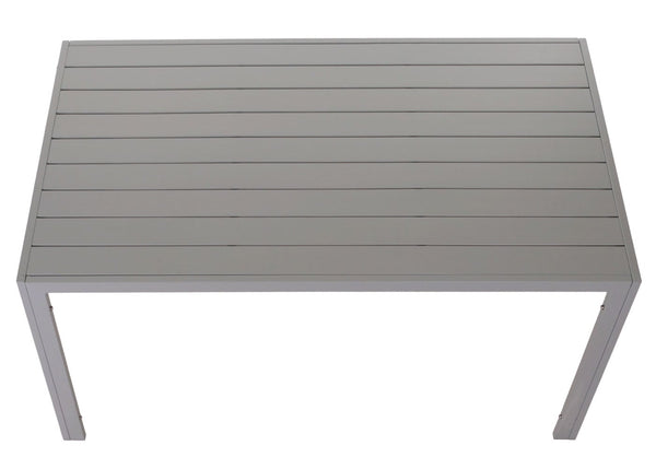 Wetterfester Alu-Esstisch für Garten & Balkon 140x80cm hellgrau