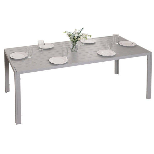 Alu Gartentisch wetterfest 180x80cm Balkontisch hellgrau