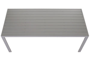 Alu Gartentisch wetterfest 180x80cm Balkontisch hellgrau