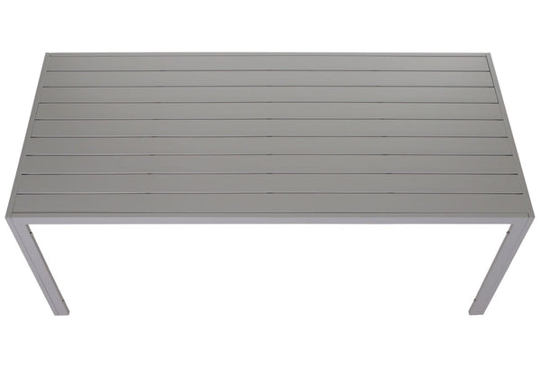 Alu Gartentisch wetterfest 180x80cm Balkontisch hellgrau