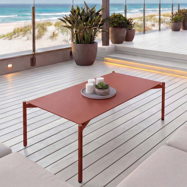Aluminium Gartentisch Loungetisch Kaffeetisch 105x65cm terrakotta
