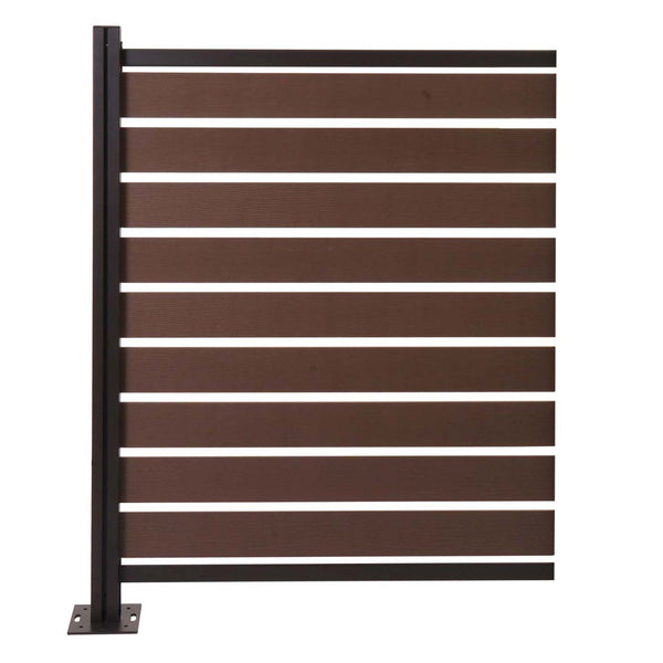 Alu Mülltonnenzaun Erweiterung Holzoptik 130x100cm braun