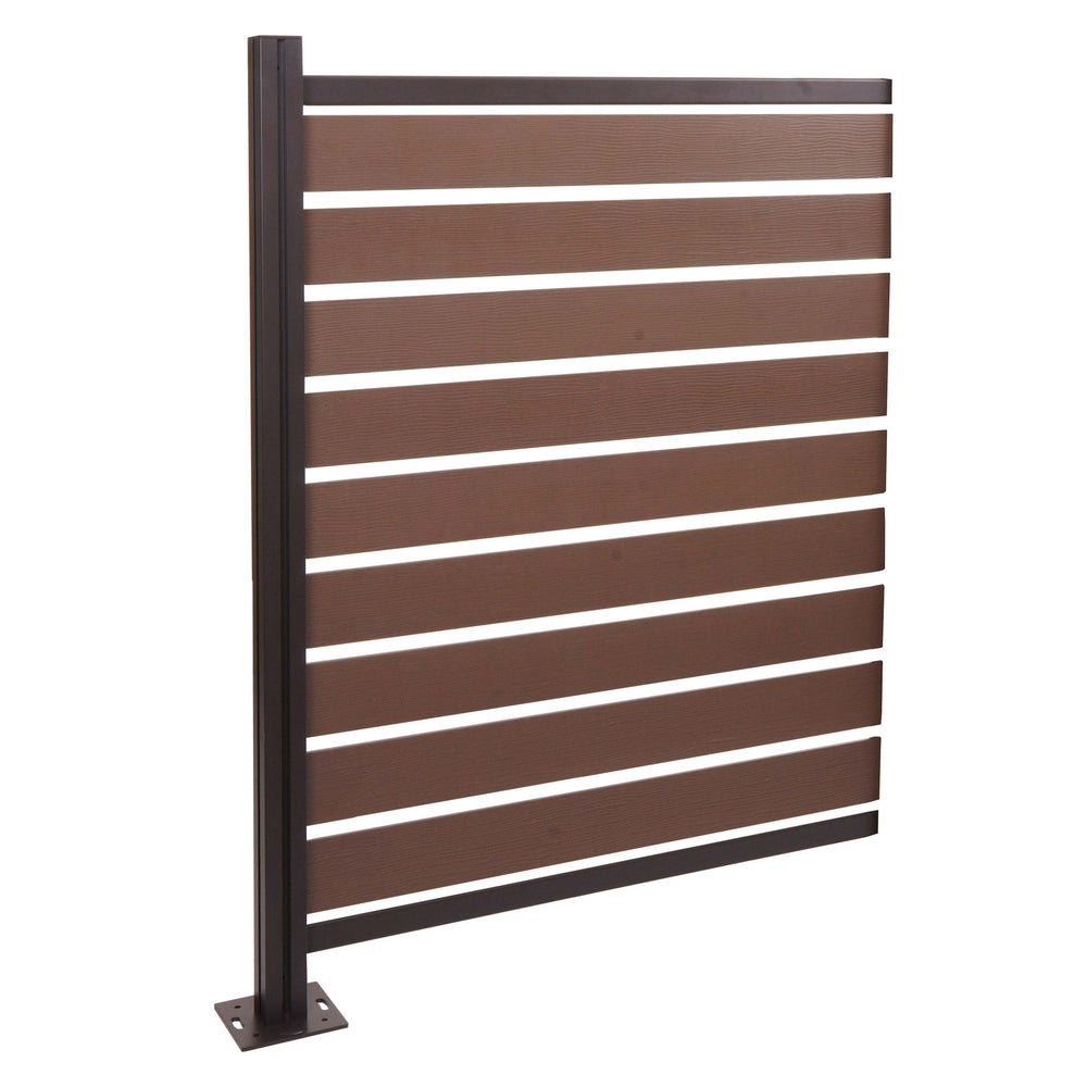 Alu Mülltonnenzaun Erweiterung Holzoptik 130x100cm braun