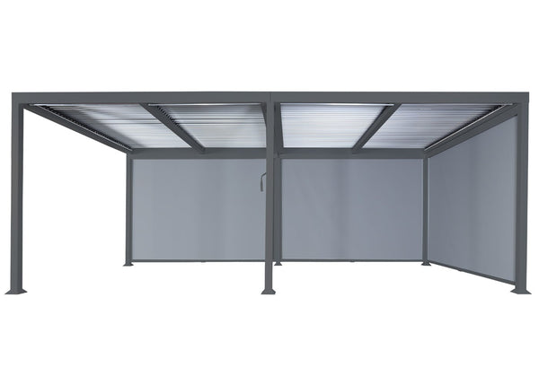 Alu Pergola Lamellen Sandy mit 3 Seitenwänden 3x6m anthrazit